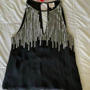 Parker embellished silk black top